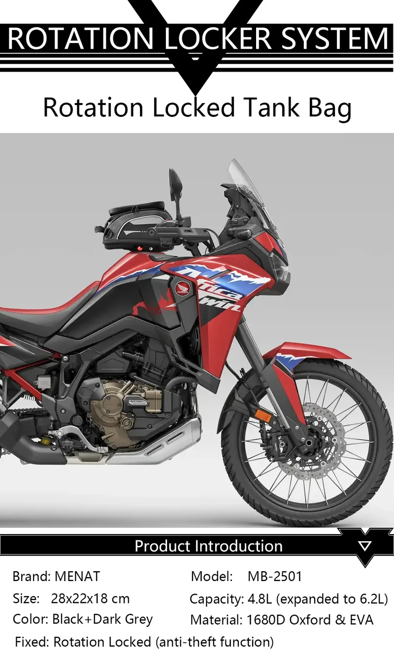 Tank Bag for Honda CRF1000L Africa Twin Adventure Sports XL 750 Transalp Quick Lock Fuel Luggage Carrie Top Case Waterproof