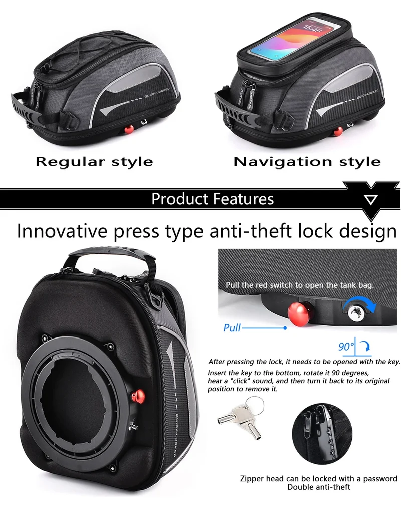 Tank Bag for Honda CRF1000L Africa Twin Adventure Sports XL 750 Transalp Quick Lock Fuel Luggage Carrie Top Case Waterproof