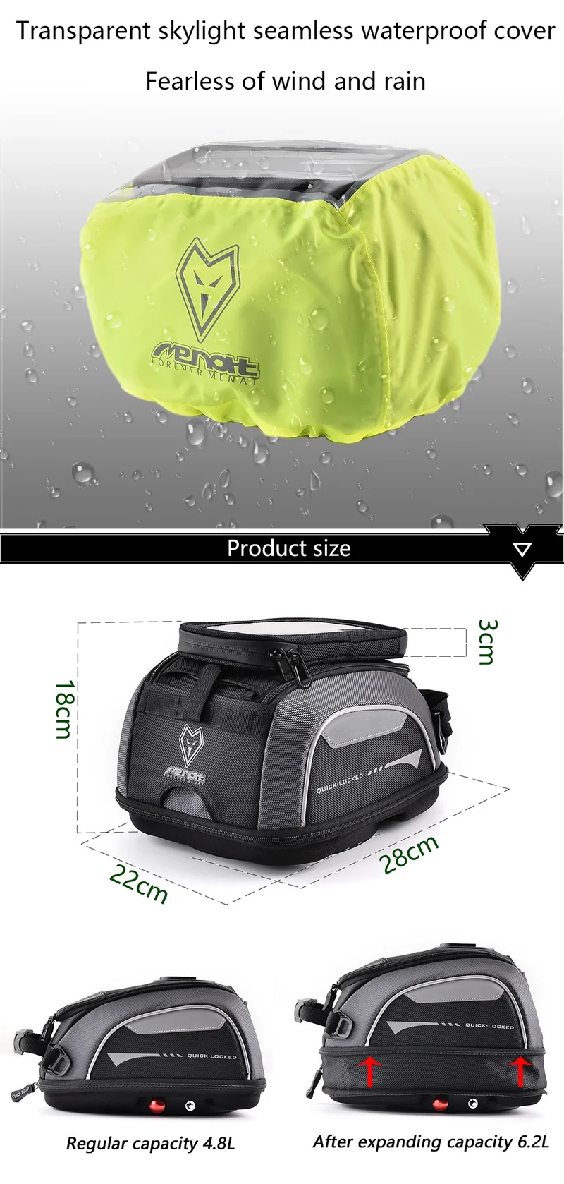 Tank Bag for Honda CRF1000L Africa Twin Adventure Sports XL 750 Transalp Quick Lock Fuel Luggage Carrie Top Case Waterproof