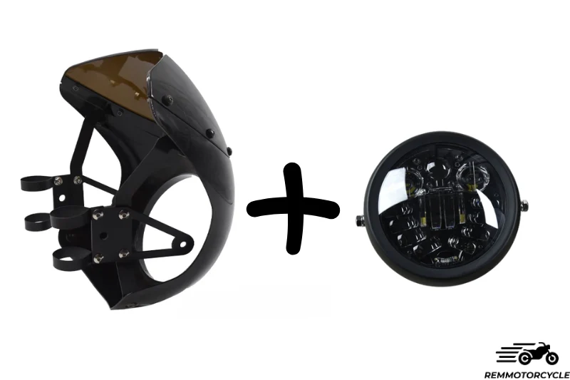 Kit Café Racer – Bulle avec support + Phare LED