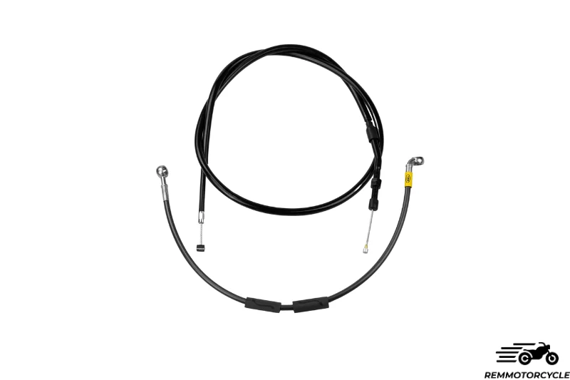 Kit HEL Noir – Durite de frein + câble d’embrayage rallongé pour guidon rétro