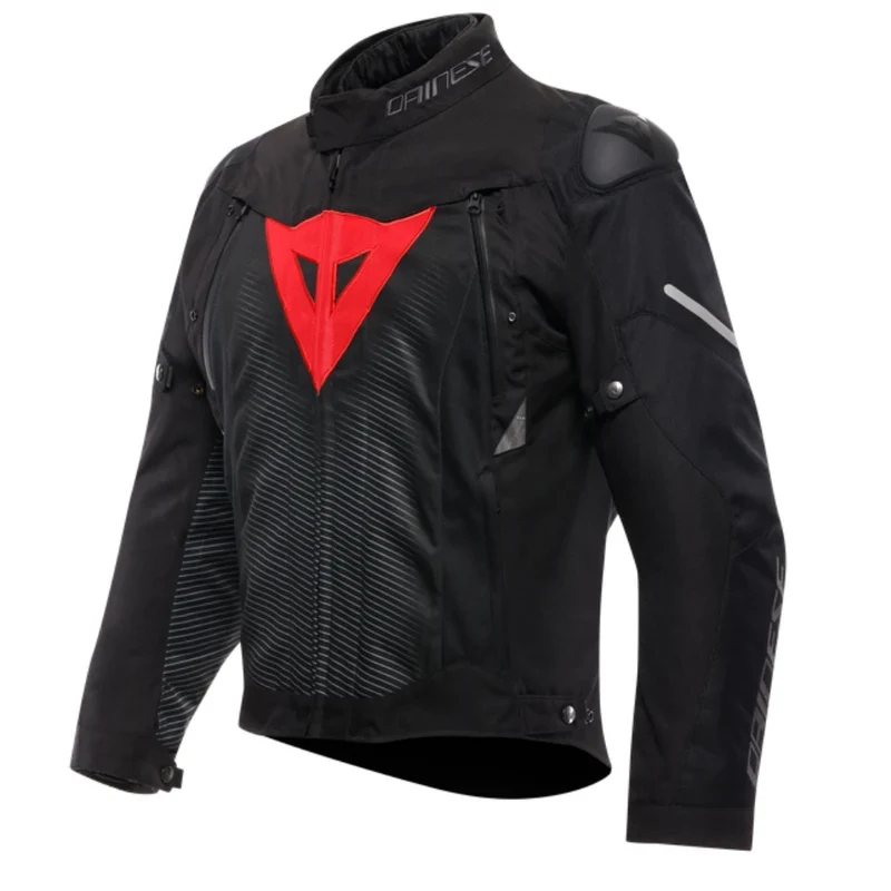Dainese Super Sprint D-Dry Jacket for men, waterproof with a removable thermal lining, featuring a distinctive racing design and adjustable fit for enhanced comfort during daily use.