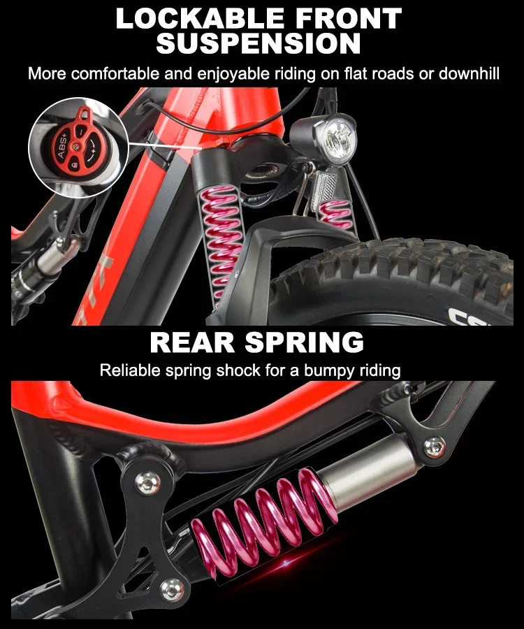 2025 New Heda-TX19 Electric Bicycle 1000W 48V19.2AH Hydraulic Brake Ebike with Full Suspension 27 Gears Shift Free Rack