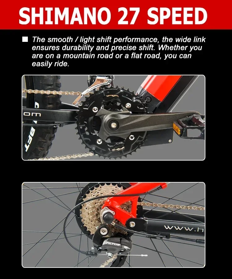 2025 New Heda-TX19 Electric Bicycle 1000W 48V19.2AH Hydraulic Brake Ebike with Full Suspension 27 Gears Shift Free Rack