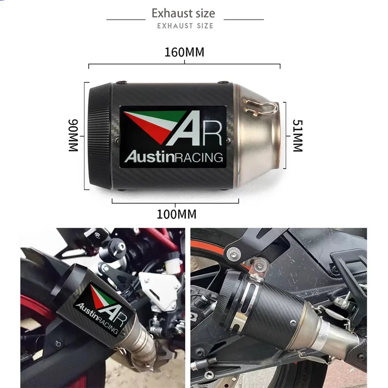 51 mm motorcycle exhaust pipe For BMW F900R F900F 2020-2023 Carbon Fiber DB Killer Exhaust Modification Kit Motorcycle Pipe AR