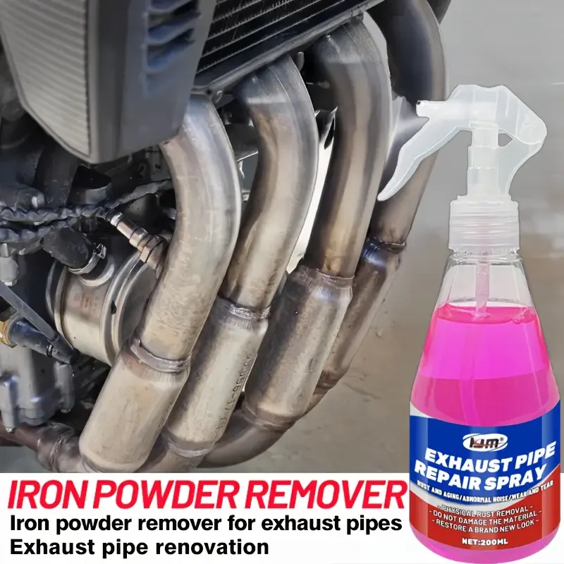 Exhaust Pipe Renewal Spray–Revive Dull Metal,Restore Shine and Texture–High-Temperature Surface Cleaner for Cars and Motorcycles