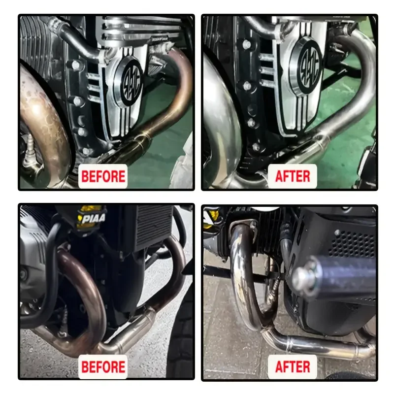Exhaust Pipe Renewal Spray–Revive Dull Metal,Restore Shine and Texture–High-Temperature Surface Cleaner for Cars and Motorcycles