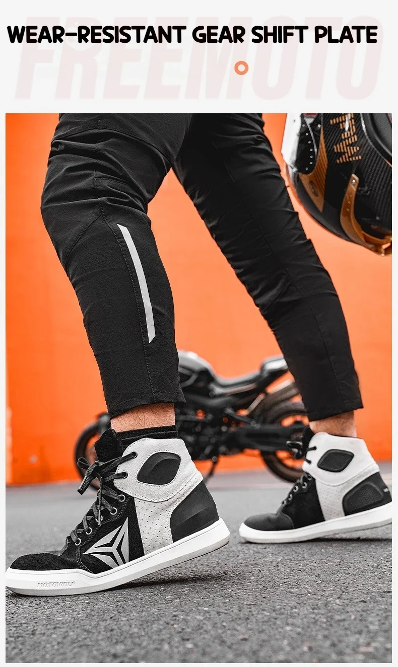 MOTOWOLF Motorcycle Boots Summer Breathable Leather Ventilated Riding Shoes Retro Anti-Slip Off-road Biker Shoes for Men Women