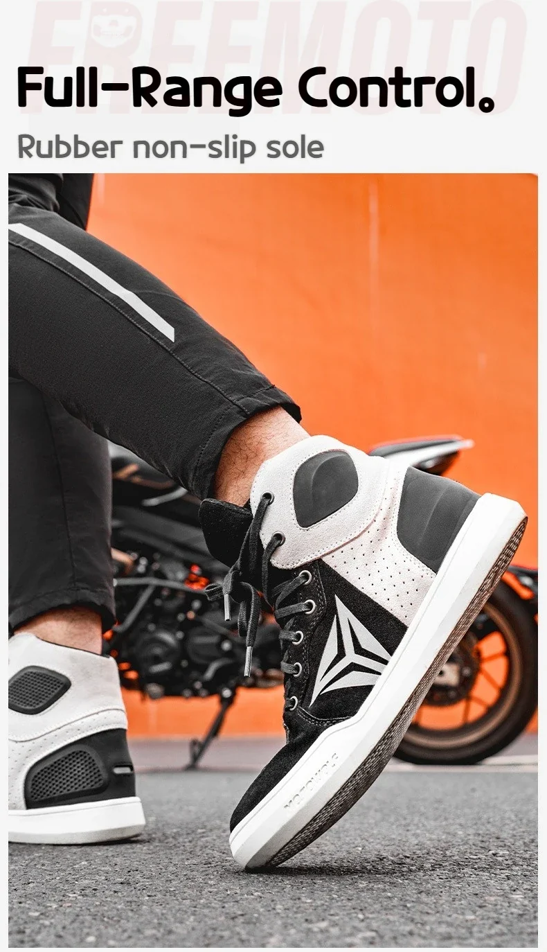 MOTOWOLF Motorcycle Boots Summer Breathable Leather Ventilated Riding Shoes Retro Anti-Slip Off-road Biker Shoes for Men Women