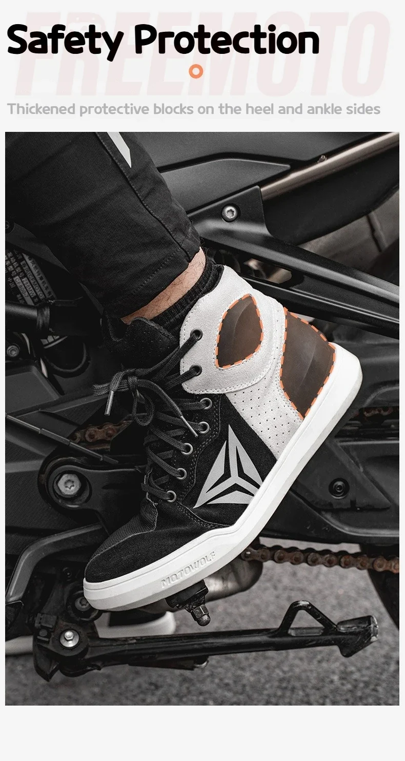 MOTOWOLF Motorcycle Boots Summer Breathable Leather Ventilated Riding Shoes Retro Anti-Slip Off-road Biker Shoes for Men Women