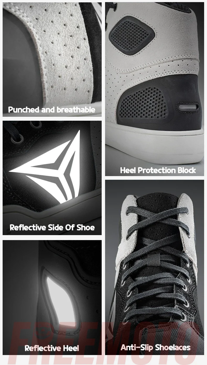 MOTOWOLF Motorcycle Boots Summer Breathable Leather Ventilated Riding Shoes Retro Anti-Slip Off-road Biker Shoes for Men Women