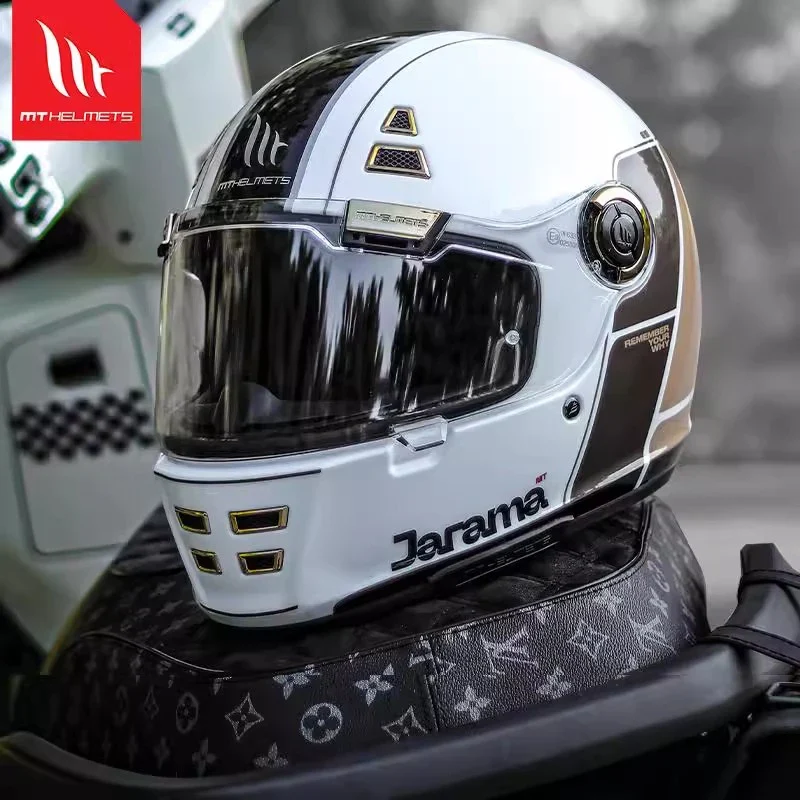 MT Jarama SV Retro Helmet Cruise Motorcycle Vintage Full S Helmet ECE2206 DOT Casco MT Cafe Racer Helmet for Triumph Thruxton R