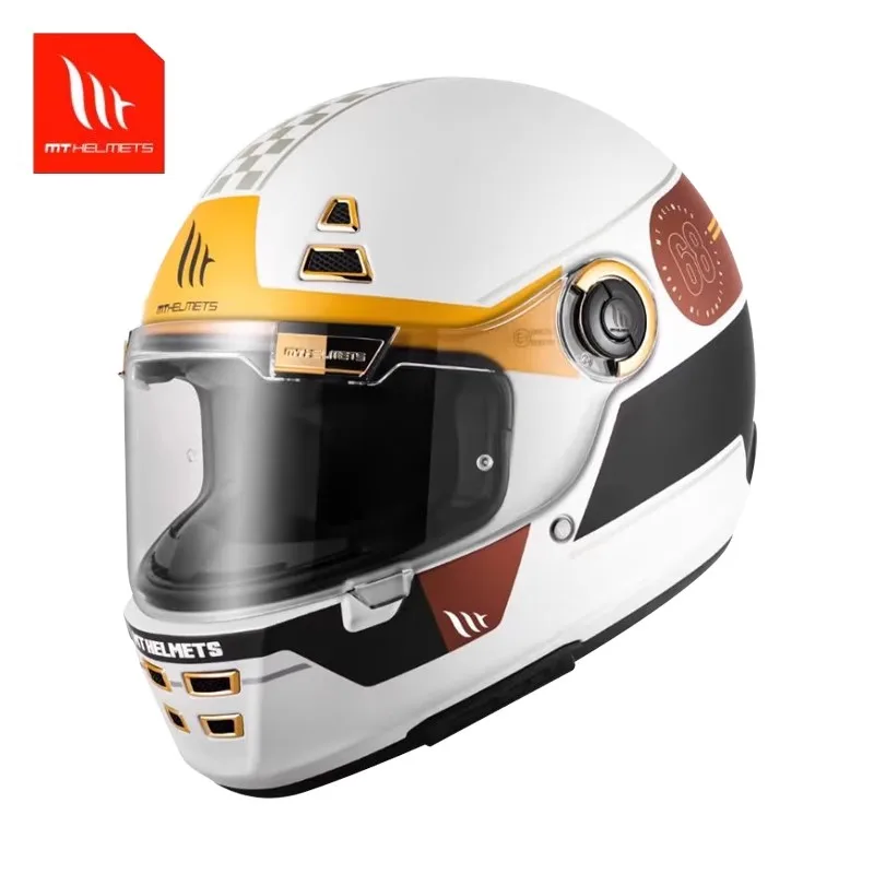 MT Jarama SV Retro Helmet Cruise Motorcycle Vintage Full S Helmet ECE2206 DOT Casco MT Cafe Racer Helmet for Triumph Thruxton R