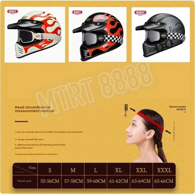 Beasley DOT ECE Approved Vintage Full Face Helmet Motorcycle De Moto Capacete Jet Helmet Motorbike All Seasons