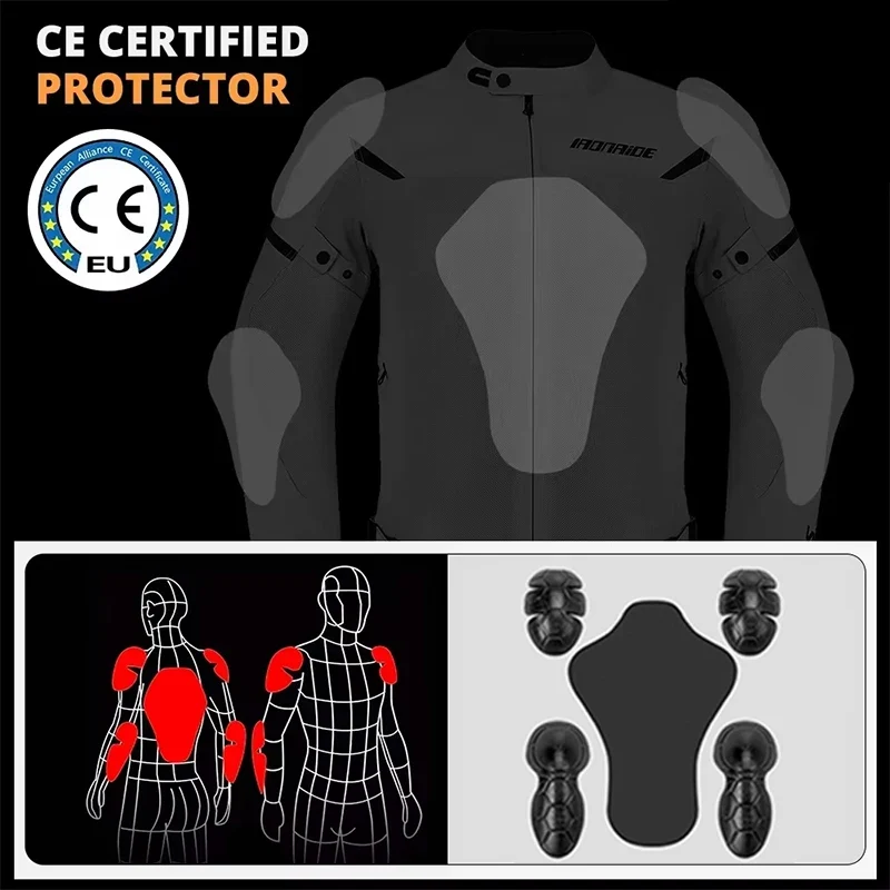 Men's Motorcycle Jacket Mesh Breathable Motorcycles Accessories Summer Jacket Biker Clothing Protective Jacket For Motorcyclist