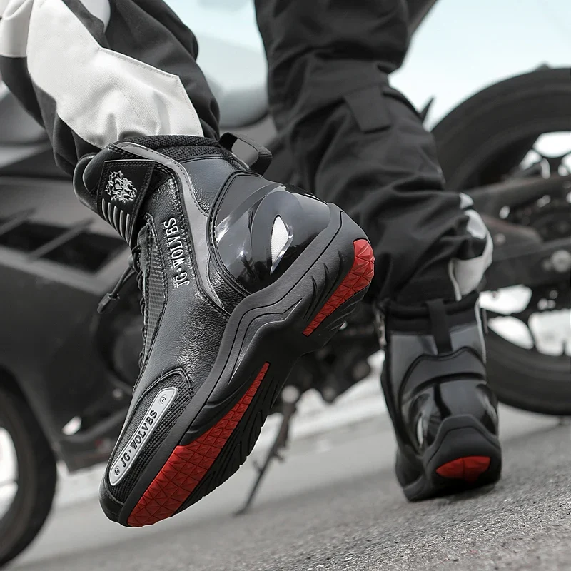 New Motorcross Riding Shoes Microfiber Men Women Motorcycle Racing Protective Ankle Boots Anticollision Non-slip New Moto Boots