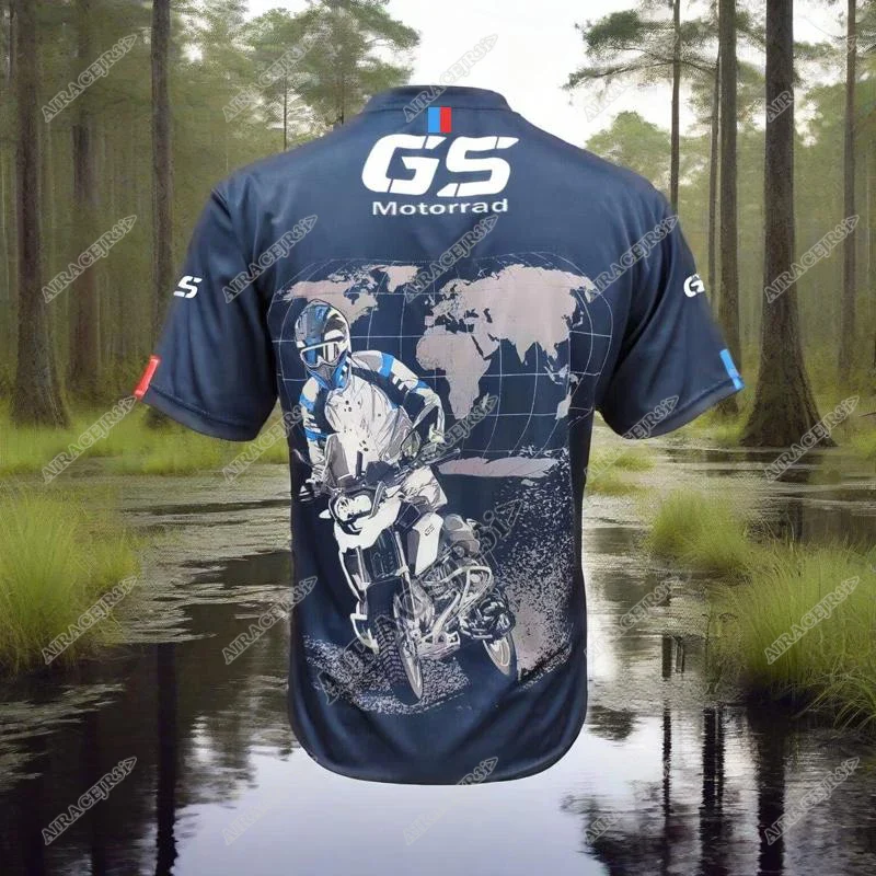 Motorrad For BMW R1250 GS Motorcycle Motorsport Racing Jerseys ADVENTURE Riding Sports Travel T-Shirt Summer Quick Dry Dark Blue