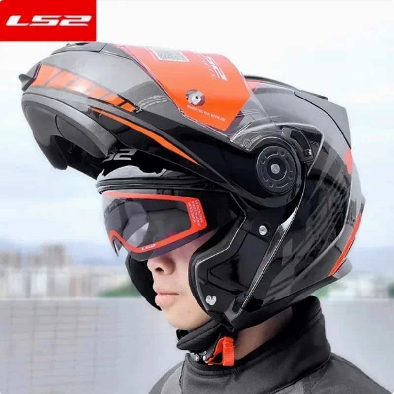 LS2 FF345 Flip Up Motorcycle Helmet Personalised Dual Lens Capacete LS2 Modular Helmets Motorbike Racing Helmet Cascos Para Moto
