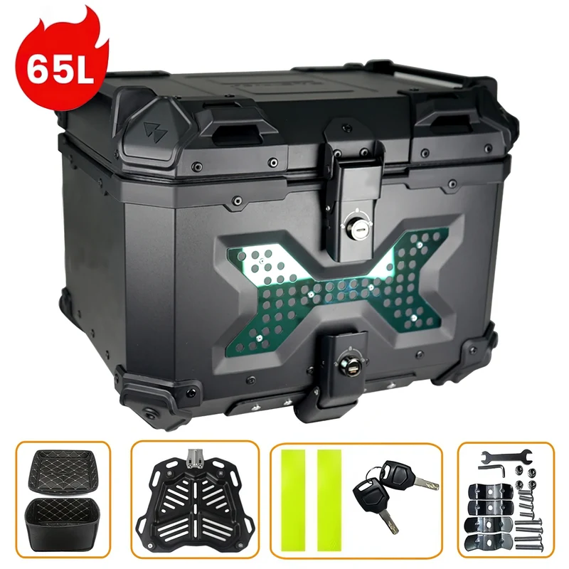 45/55/65L Aluminum Motorcycle Trunk Tail Box Universal Motorcycle Top Case Helmet Box Multi-function Motorcycle Rear Luggage