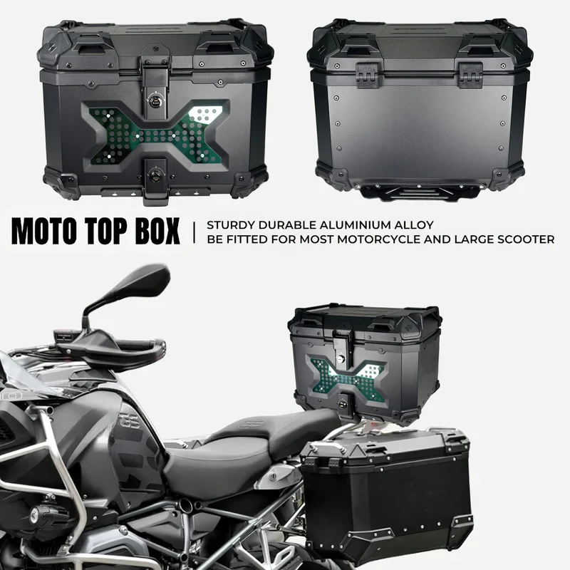45/55/65L Aluminum Motorcycle Trunk Tail Box Universal Motorcycle Top Case Helmet Box Multi-function Motorcycle Rear Luggage