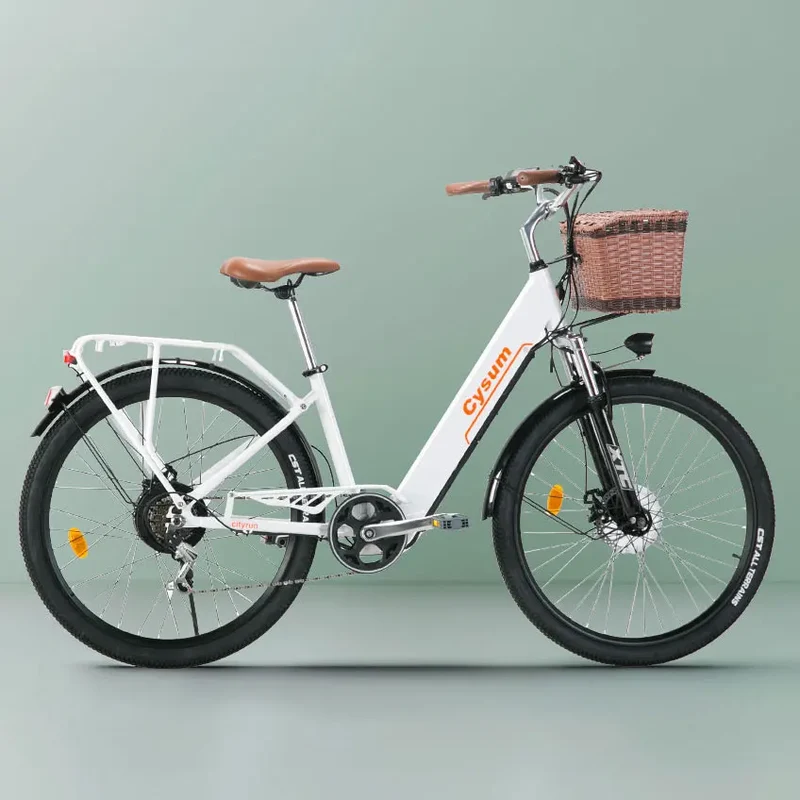 Cysum Cityrun Electric Bicycle 26'' Adult Men Women 250W Motor 25km/h E-Bike with 36V 10Ah Li-Battery Sports Cycling Vehicle