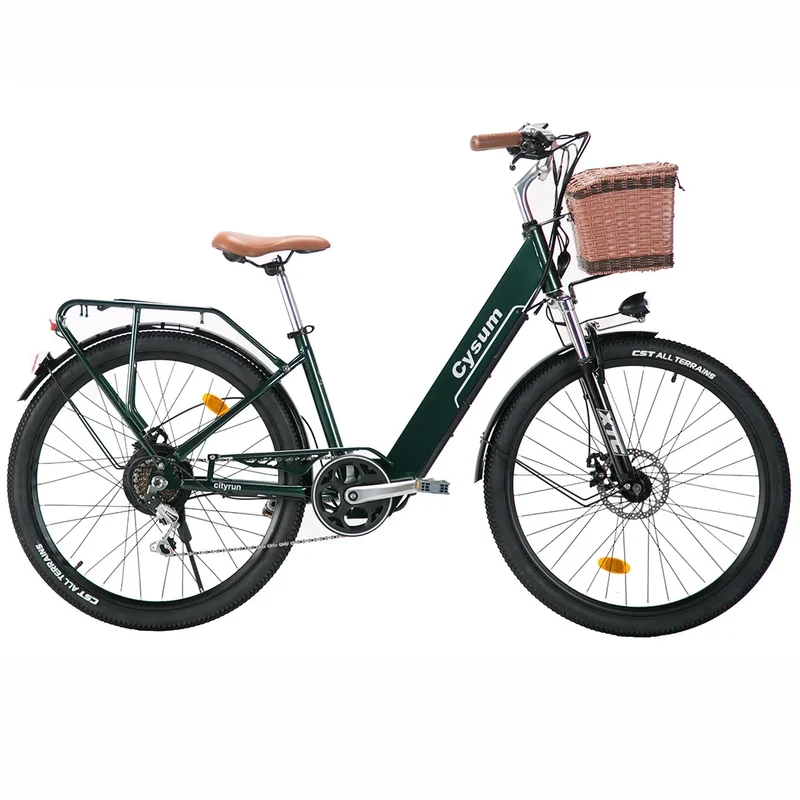 Cysum Cityrun Electric Bicycle 26'' Adult Men Women 250W Motor 25km/h E-Bike with 36V 10Ah Li-Battery Sports Cycling Vehicle