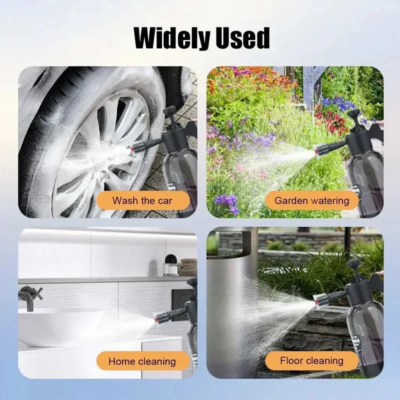 Car wash foam spray can Household hand-held car wash spray gardening air pressure spray foam pot 2L