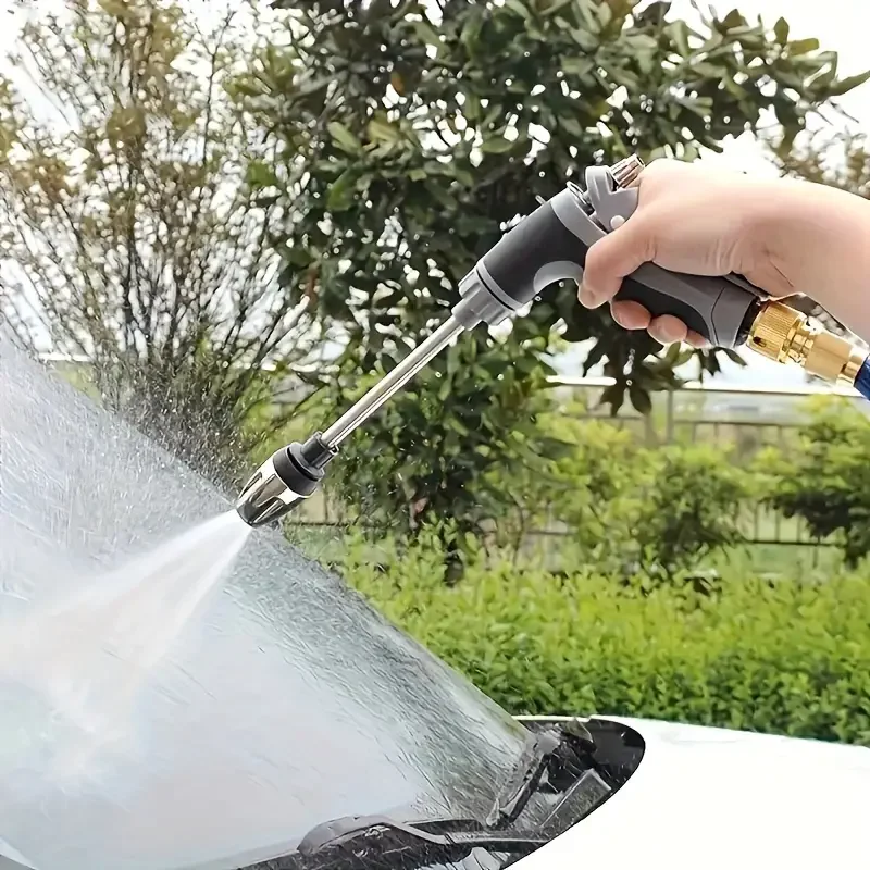High Pressure Car Wash Foam Gun With Long Handle - Adjustable Nozzle For Cleaning, Watering And inflating Tires - includes Foam