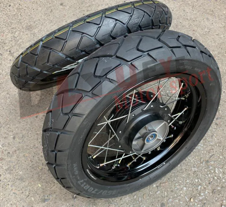 120/80-17 150/70R17 3.0-17 4.25-17 Aluminum Alloy Shineray 400 440 Motorcycle Front Rear Spoke Wheel Rim Hub With Tires