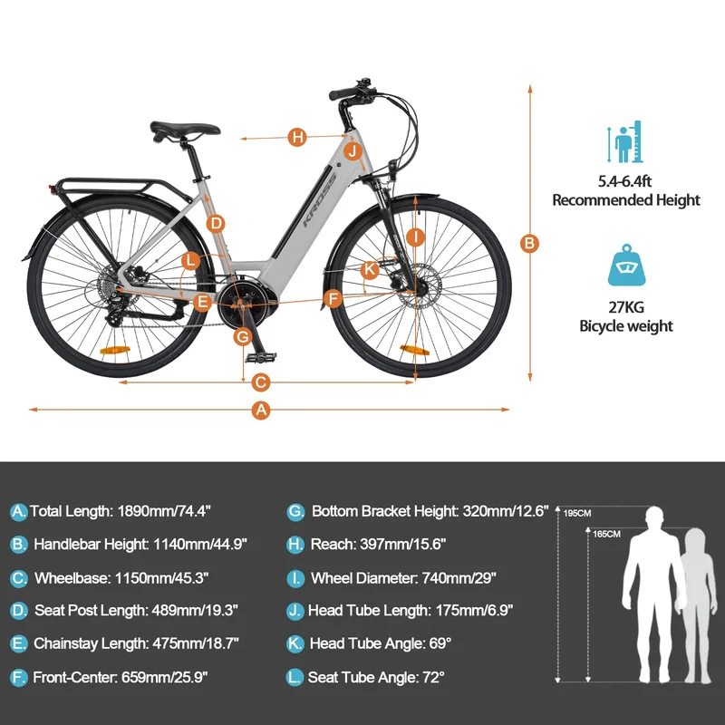 Electric Bike 700C 29 Inch Trekking Bike E-city Bike with 43V 12Ah Lithium Battery for Long Range up to 100 KM, W 250 Motor