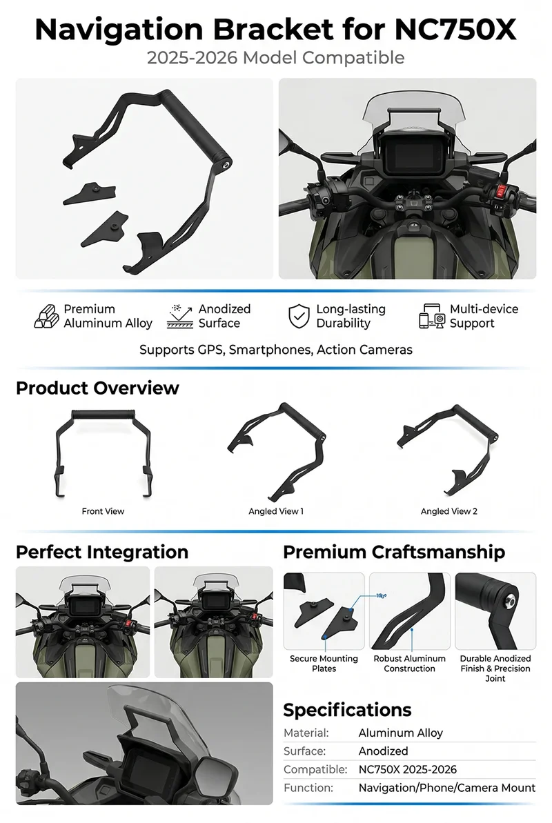NC750X 2025 Navigation Bracket For NC750X NC 750X 2021-2024 2026 GPS Phone Holder Levers Navigation Mount Bracket