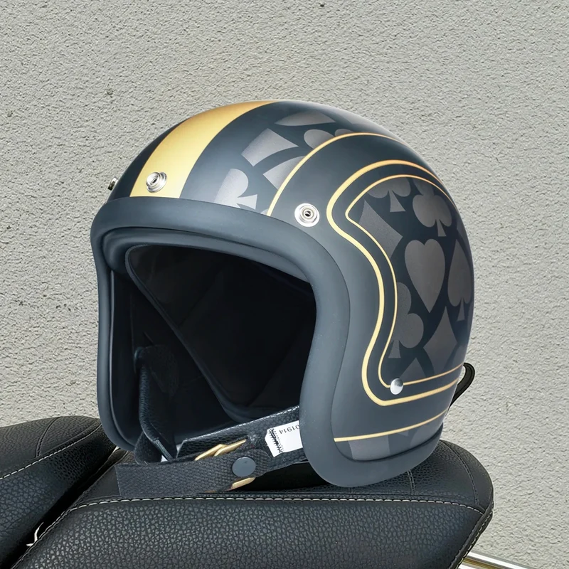 Genuine Vintage TT&COCASCOS Fashion Motorcycle Helmet Retro Scooter Riding Open Face 3/4 Jet Casco Moto Capacete DOT Approved