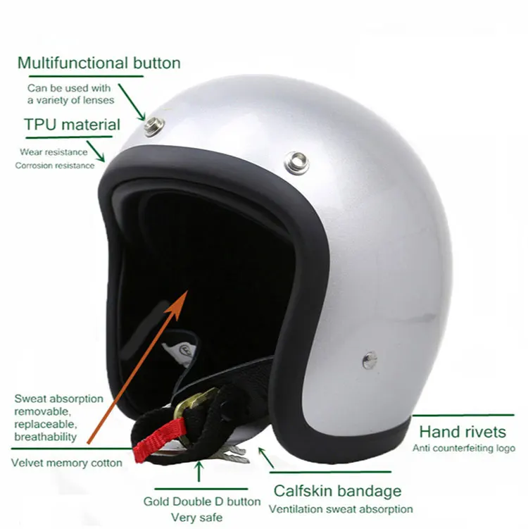 Genuine Vintage TT&COCASCOS Fashion Motorcycle Helmet Retro Scooter Riding Open Face 3/4 Jet Casco Moto Capacete DOT Approved