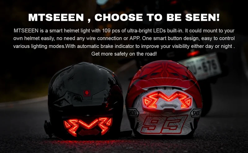 MTSEEEN Motorcycle Helmet Brake Light LED, Super Brightness, Helmet Safety Light for Bikes Brake Sensor Inside. Real Waterproof