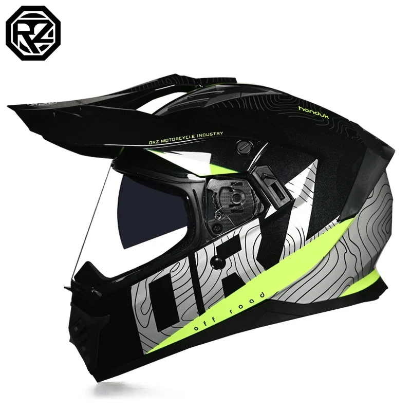 ORZ off-road ATV motorcycle helmet certified with brown lens, full face CASCO off-road motorcycle anti glare