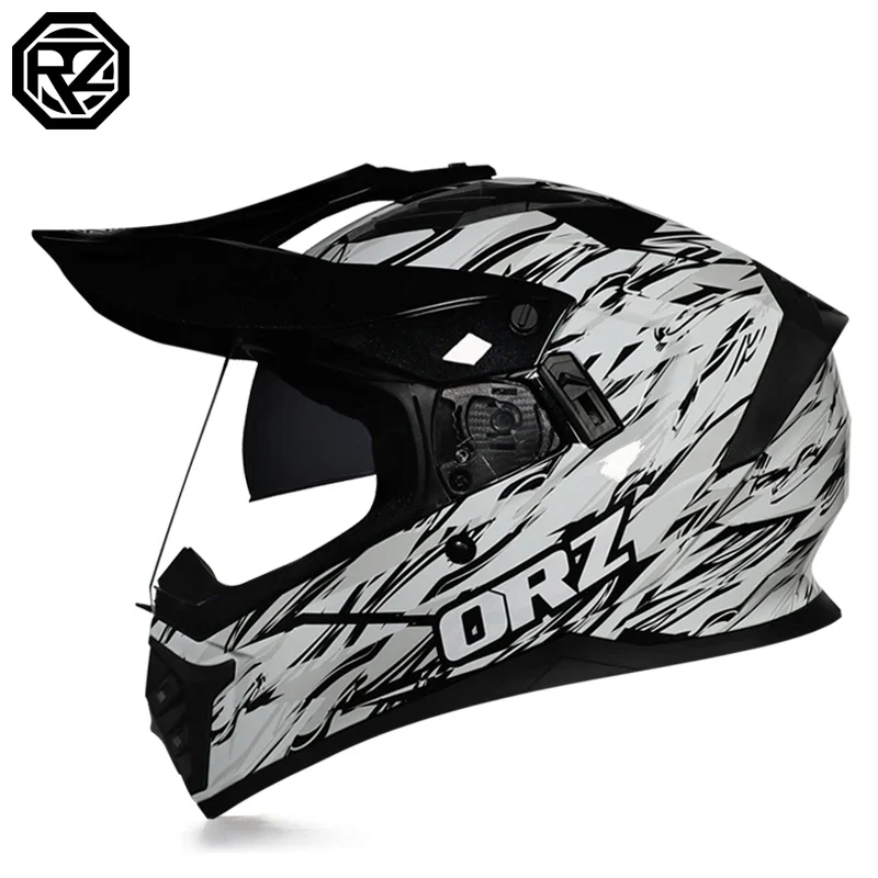 ORZ off-road ATV motorcycle helmet certified with brown lens, full face CASCO off-road motorcycle anti glare