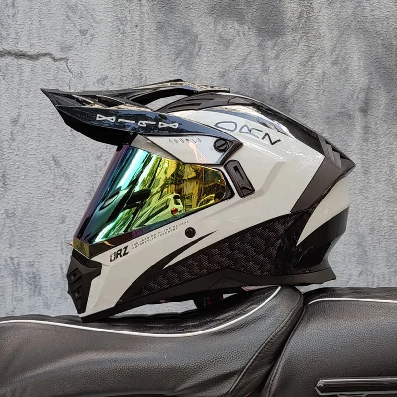 ORZ off-road ATV motorcycle helmet certified with brown lens, full face CASCO off-road motorcycle anti glare