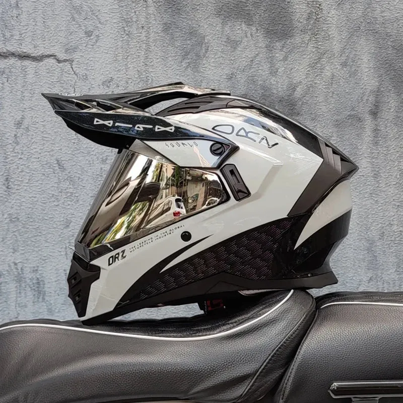 ORZ off-road ATV motorcycle helmet certified with brown lens, full face CASCO off-road motorcycle anti glare