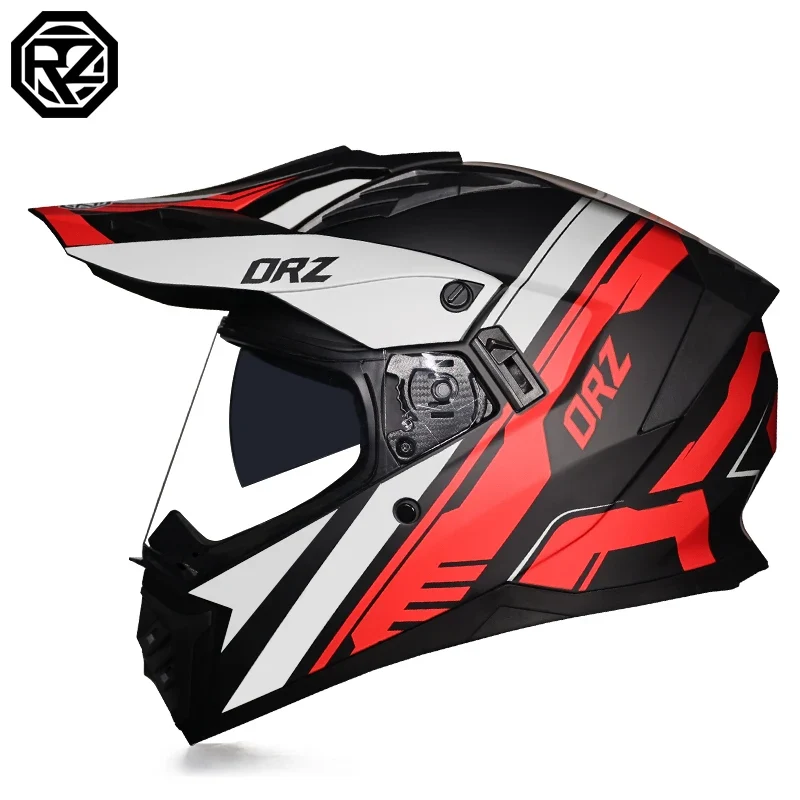 ORZ off-road ATV motorcycle helmet certified with brown lens, full face CASCO off-road motorcycle anti glare
