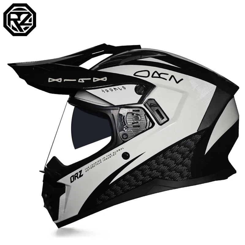 ORZ off-road ATV motorcycle helmet certified with brown lens, full face CASCO off-road motorcycle anti glare