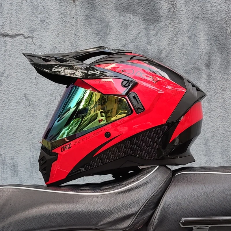 ORZ off-road ATV motorcycle helmet certified with brown lens, full face CASCO off-road motorcycle anti glare
