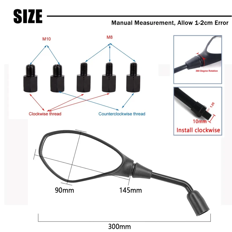 For BMW R 1200 1250 GS Adv F850GS F800GS F750GS G310GS G310R S1000XR F900 XR/R Motorcycle Side Rear View Mirror Rearview Mirror