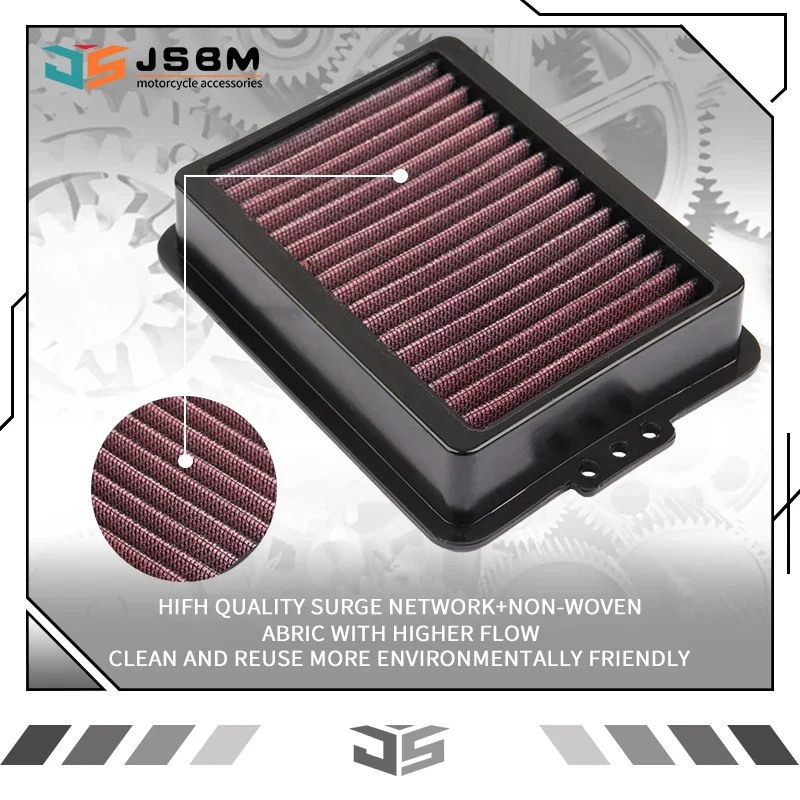JSBM Motorcycle Washable Air Filter For BMW F750GS F850GS F900R F900XR Loncin Valico Voge 900 DSX DS BM-8518 HFA7801 PM188T12