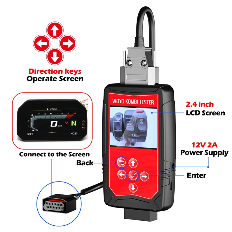 WOYO For BMW KOMBI Tester R1200 R1250 F750 F900 F850 Motorcycle ECU Module Emulator, Off-line Tester for BMW TFT Display Screen