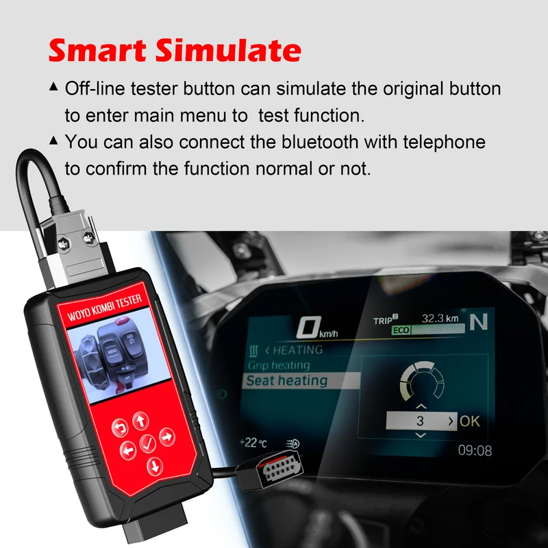 WOYO For BMW KOMBI Tester R1200 R1250 F750 F900 F850 Motorcycle ECU Module Emulator, Off-line Tester for BMW TFT Display Screen