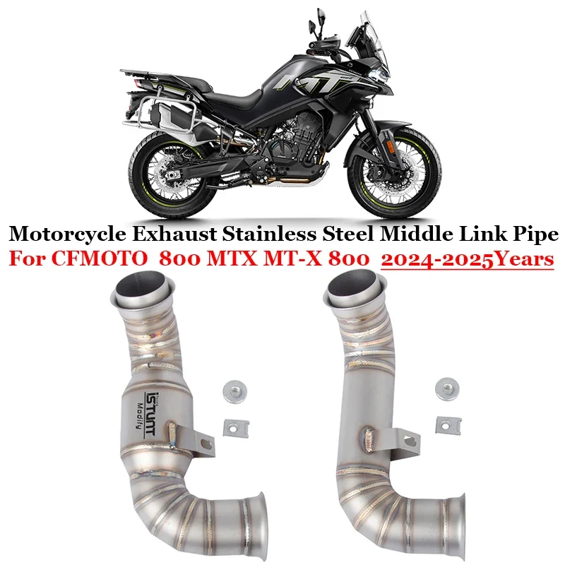 Slip On For CFMOTO 800 MTX MT-X800 MTX800 2024 2025 Stainless Steel Middle Link Pipe Motorcycle Exhaust System Escape Muffler