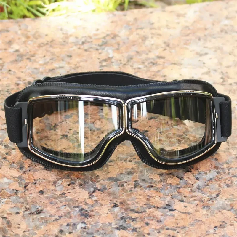 Best Selling Vintage Goggles Motorcycle Leather Goggles Glasses Cruiser Folding Goggles Newest Sunglasses Motocross Safety