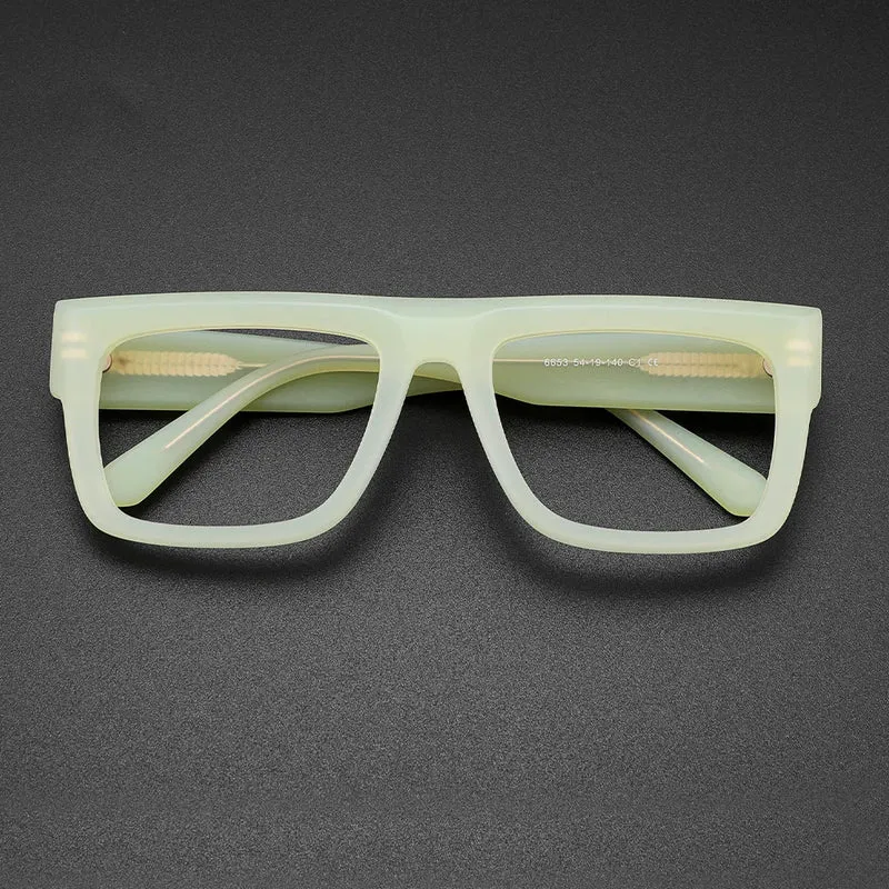 Retro Thick Rectangle Sunglasses for Men Acetate Eyeglasses Frame Fashion Cool Sun Glasses Non-prescription Clear Lens Spectacle