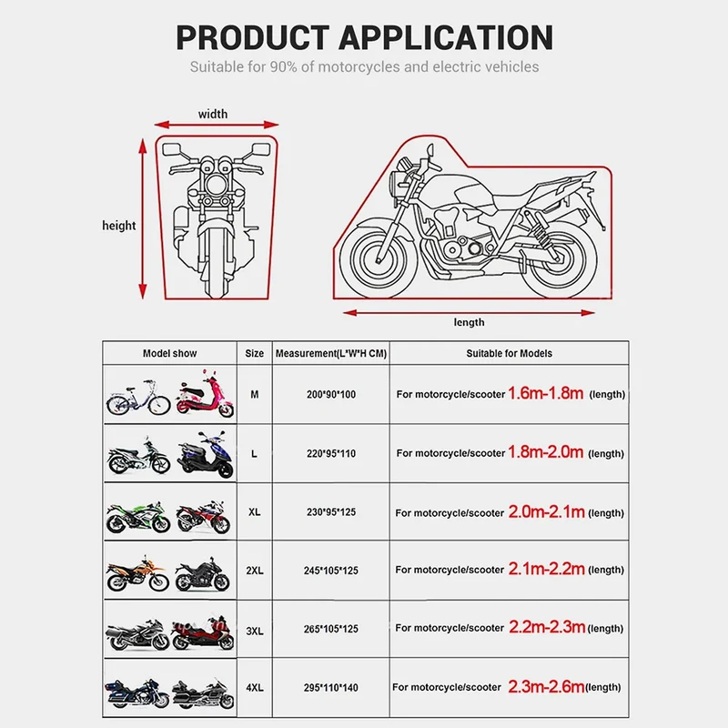 Motorcycle Cover Universal Waterproof Accessories Outdoor Sunscreen Rain For Scooter Bicycle Uv Dustproof Protective Cover M-4XL