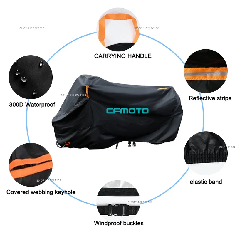 Motorcycle Cover Waterproof Outdoor All Season Dustproof UV Protector Moto Rain Cover for CFMOTO 650GT ADVENTURA 400GT